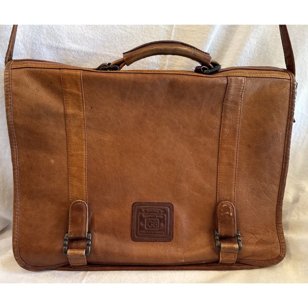 Vintage Geoffrey Beene‎ GB Leather Messenger College Carry On Travel Briefcase